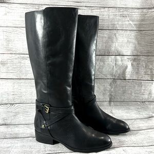 Ralph Lauren Mariah Black Leather Riding Boots